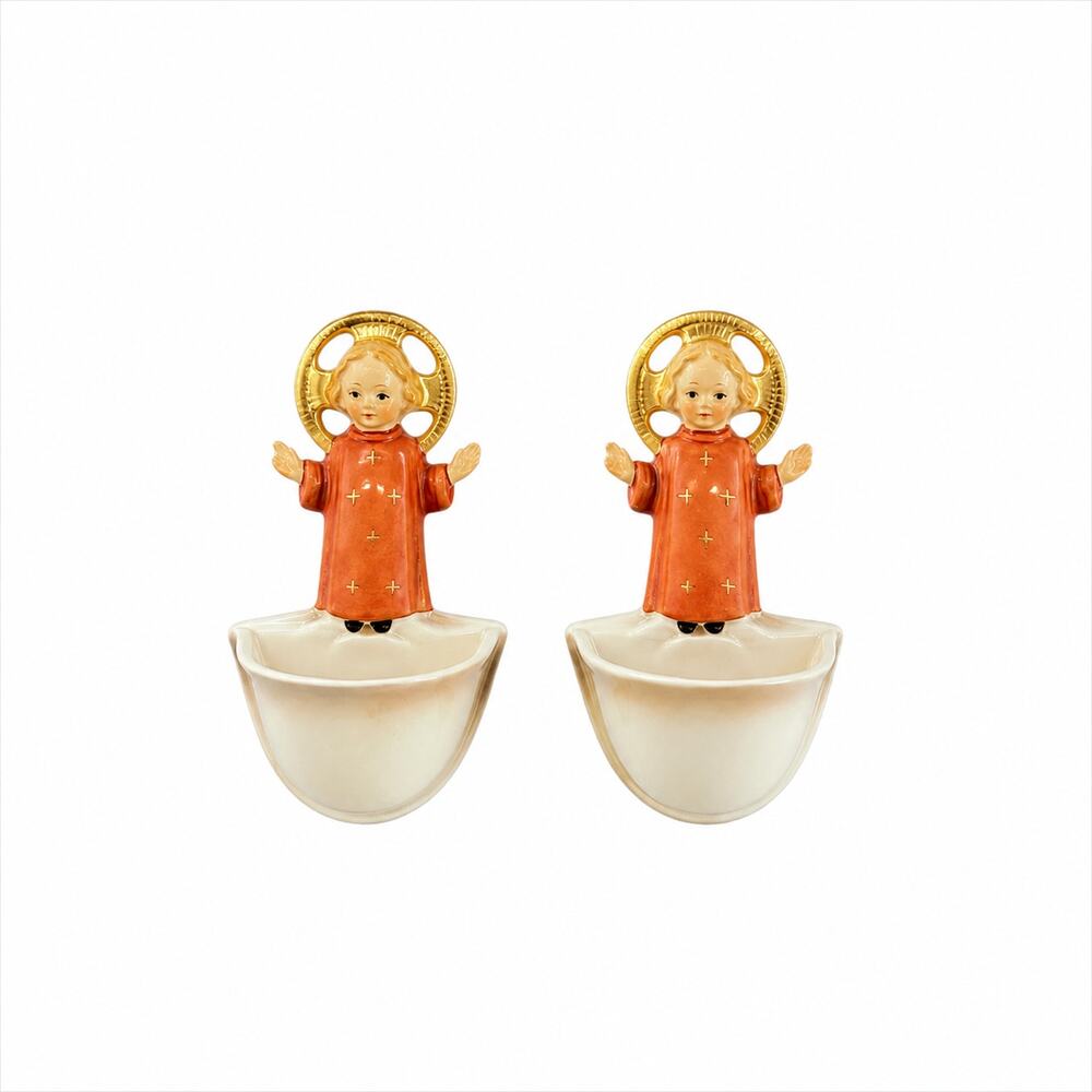Vintage Hummel Child Jesus Holy Water Font Pair